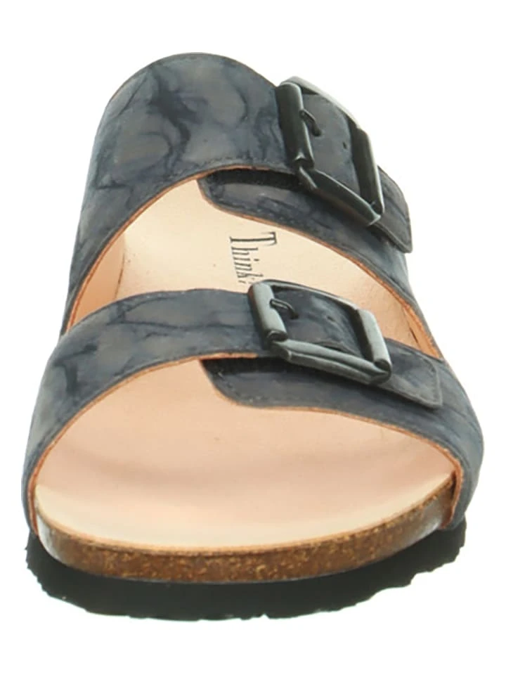 Think! Leder-Pantoletten "Julia" In Grau/ Blau - Image 2