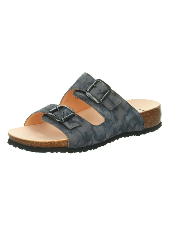 Think! Leder-Pantoletten "Julia" In Grau/ Blau - Image 3