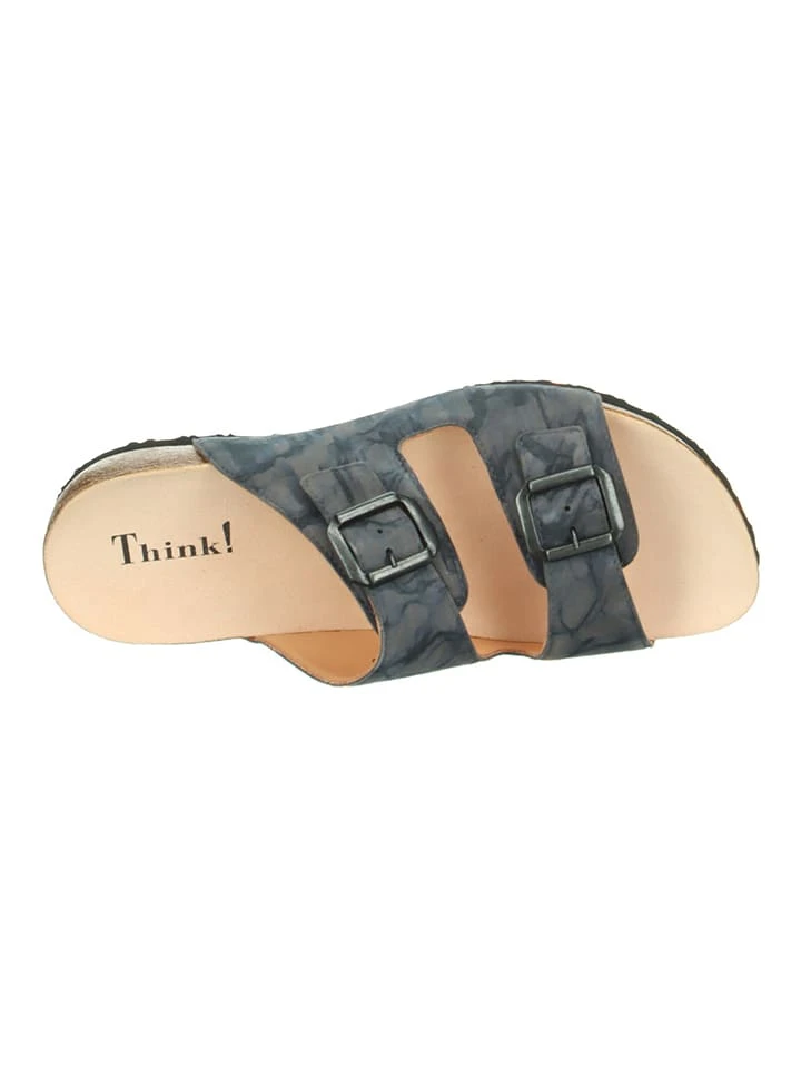 Think! Leder-Pantoletten "Julia" In Grau/ Blau - Image 5