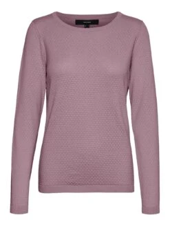 Vero Moda Feinstrick Pullover Struktur Rundhals Longsleeve VMCARE In Rosa