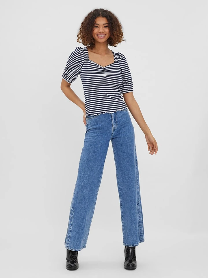 Vero Moda Shirt "Gabi" In Dunkelblau/ Weiß - Image 2