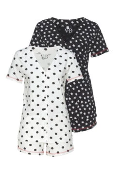 Shorty In Weiß-schwarz-gepunktet, Schwarz-weiß-gemustert