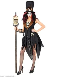WIDMANN 2tlg. Kostüm "VOODOO PRIESTERIN" In Schwarz