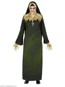 WIDMANN 5tlg. Kostüm "DÄMONISCHE NONNE" In Dunkelgrün