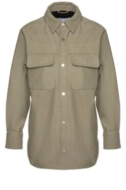 Leder-Overshirt 'Dasha' Oliv (6906)