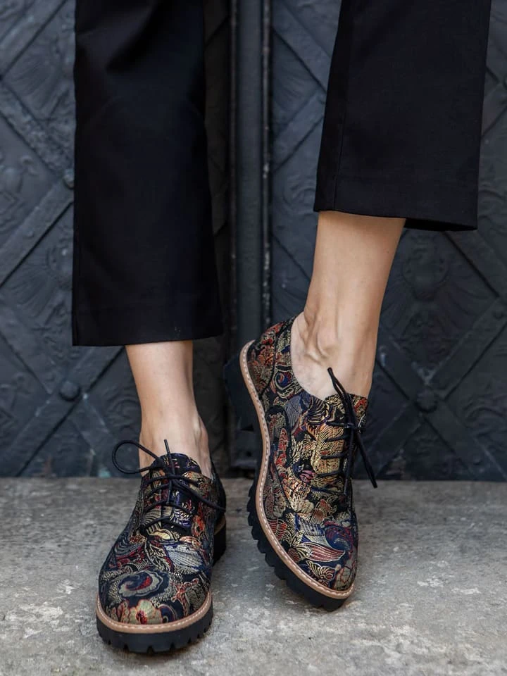 Leder-Schnürschuhe In Bunt