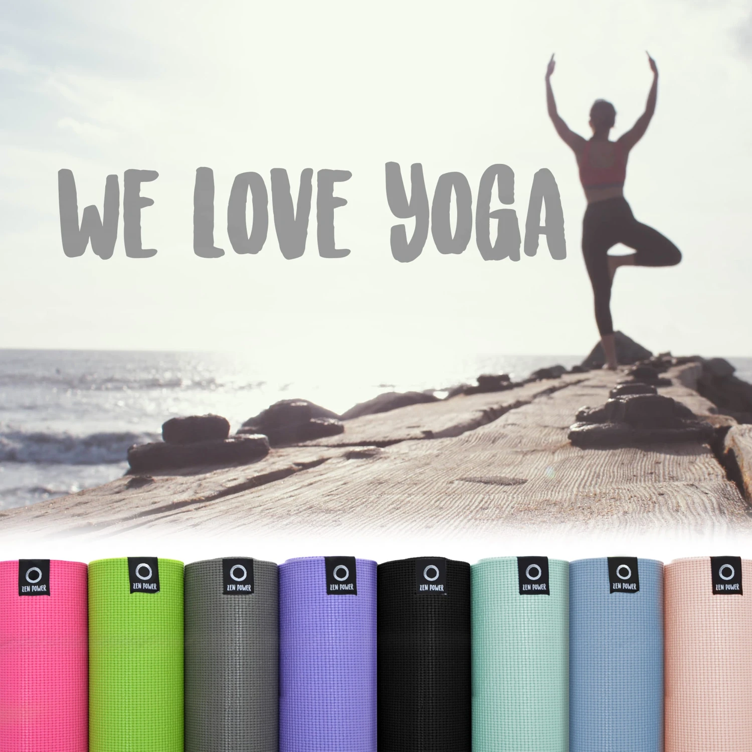 Yogamatte " We Love Yoga 183x60x0,6 Cm " In Hellblau - Image 6